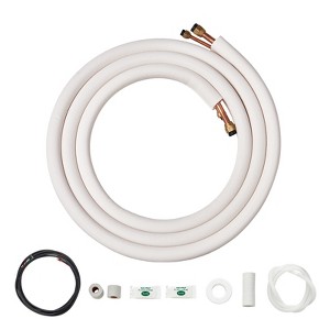 VEVOR 16FT Mini Split Line Set, 3/8" & 5/8" O.D Copper Pipes Tubing and Triple-Layer Insulation, for Air Conditioning, Black - 1 of 4