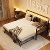 Stand Up Trundle Day Bed, Metal Slats Support with Lockable Wheels, Featuring A Pop-Up Trundle Mechanism, Twin Trundle Bed Frame Only, Black - 4 of 4