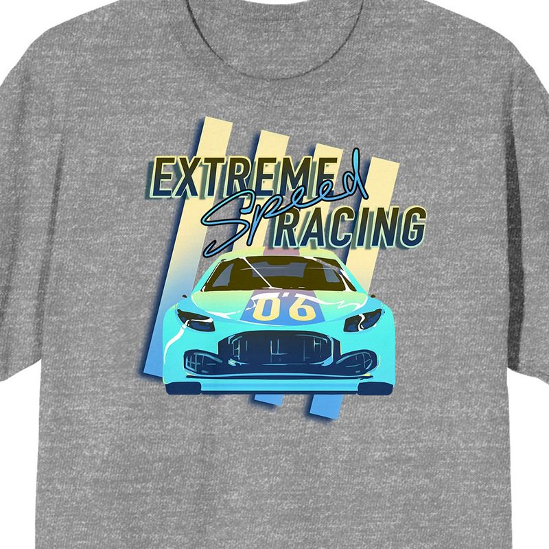Car Fanatic Blue 06 Race Car Extreme Speed Racing Men's Heather Gray Graphic Tee, 2 of 4