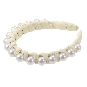 Unique Bargains Women's Fashion Faux Pearl Braided Tape Headband Hairband 0.79 Inch Wide 1 Pc - 1 of 4