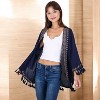 Anna-Kaci Swim Women's Boho Tassel Duster with Unique Embroidery and 3/4 Sleeves - One Size Fits Most, Navy - 3 of 4