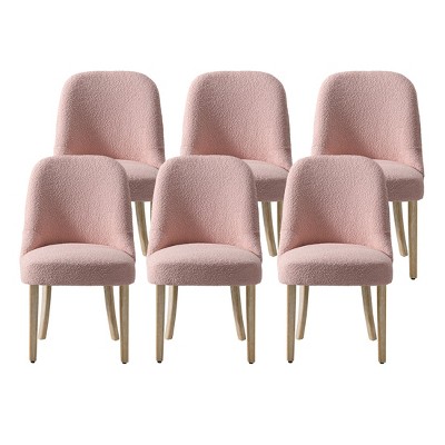 WestinTrends Genevieve Mid-Century Modern Upholstered Boucle Dining Chair (Set of 6)