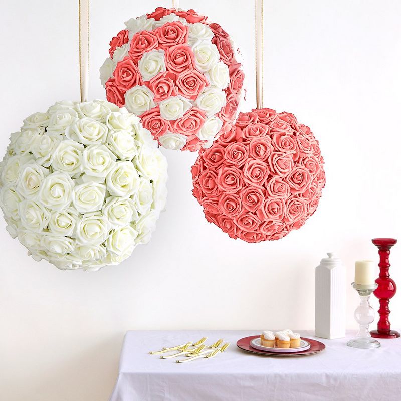 RCZ Décor Artificial Foam Roses for Decoration, Attractive Fake Flowers for DIY Wedding Centerpieces, Includes: 50 Roses with Stems and 20 Leaves, 2 of 7