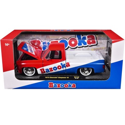 1973 Chevrolet Cheyenne 10 Truck Red & Blue w/White "Bazooka Bubble Gum" Ltd Ed 1/24 Diecast Model Car by M2 Machines