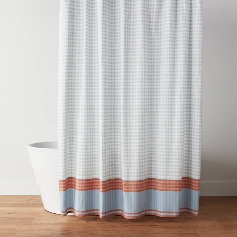 Traditional Gingham Plaid Shower Curtain Blue - Threshold™ : Target