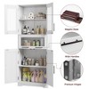 Tall Bathroom Cabinet, Freestanding Storage Cabinet with Glass Doors and Adjustable Shelves and Drawers, 67" Tall Cabinet for Kitchen, Pantry - 4 of 4