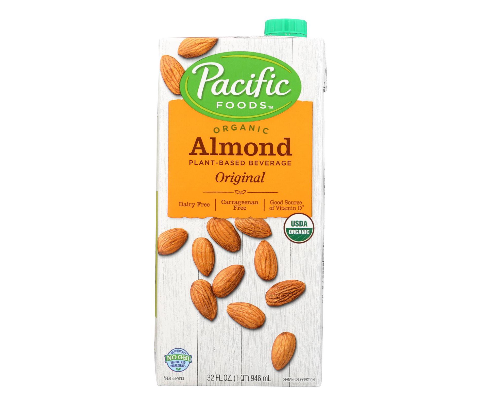 Pacific Foods Organic Original Almond Plant-Based Beverage - Case of 12/32 oz
