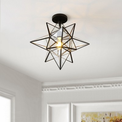 19" Black and Clear Mercury Glass Star-Shaped Flush Mount