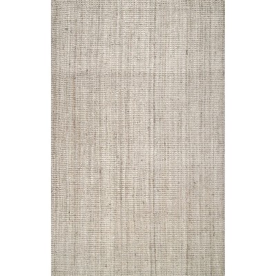 Coastal Charm Handwoven Jute 8' Square Area Rug in Off-White