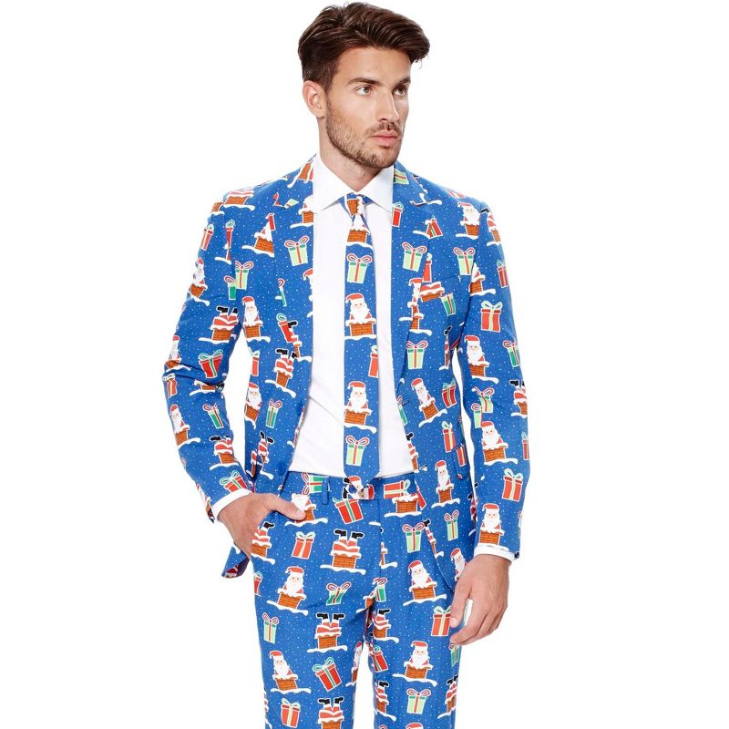 OppoSuits Men's Christmas Suit - Giftmas Eve - Blue, 3 of 5