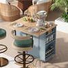 OUTSUPPLY Kitchen Island with Drop-Leaf, Mobile Workstation with Wine Rack, 5 Wheels & Adjustable Storage - 4 of 4