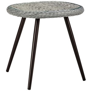 Modway Endeavor Outdoor Patio Wicker Rattan Side Table Gray - 1 of 4