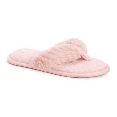 MUK LUKS Pantofola Donna Maren – Modello Perizoma, In Peluche Sintetico Con Memory Foam, Suola Interna/Esterna, Taglie S/M/L/XL