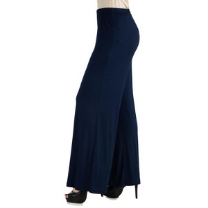 24seven Comfort Apparel Womens Comfortable Solid Color Palazzo Pants - 1 of 3