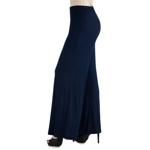 Womens Comfortable Solid Color Palazzo Pants-navy-m : Target