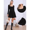 INSPIRE CHIC Women's Square Neck Long Sleeve A-Line Casual Above The Knee Dresses - 2 of 4