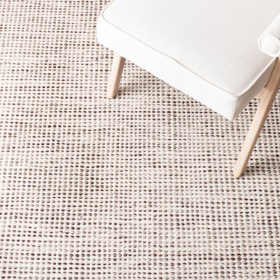 Ivory and Brown Handmade Tufted Wool Rectangular Rug