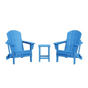 WestinTrends Malibu HDPE Outdoor Patio Folding Poly Adirondack Conversation Set (3-Piece) - 1 of 4