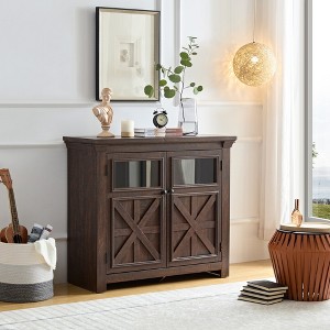 LOVMOR Metal Pantry Storage Cabinet with Retractable Doors,Freestanding Cupboard for Dining Room Living Room,Space-saving,White - 1 of 4