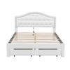 NicBex Upholstered Bed Frame with Smart LED and Drawers,PU Low Profile Platform Bed Frame with Tufted Headboard,No Box Spring Needed,Pink/White - 4 of 4