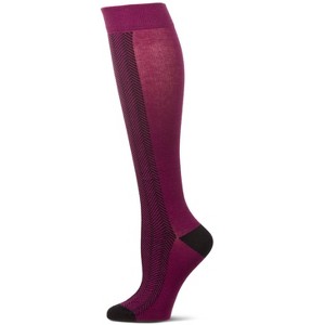 Memoi Herringbone Cotton Blend Knee High Sock Black-Gray 9-11 - 1 of 4