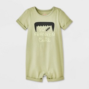 Baby Halloween So Franken Cute Short-Sleeve Romper - Cat & Jack™ Green - 1 of 4