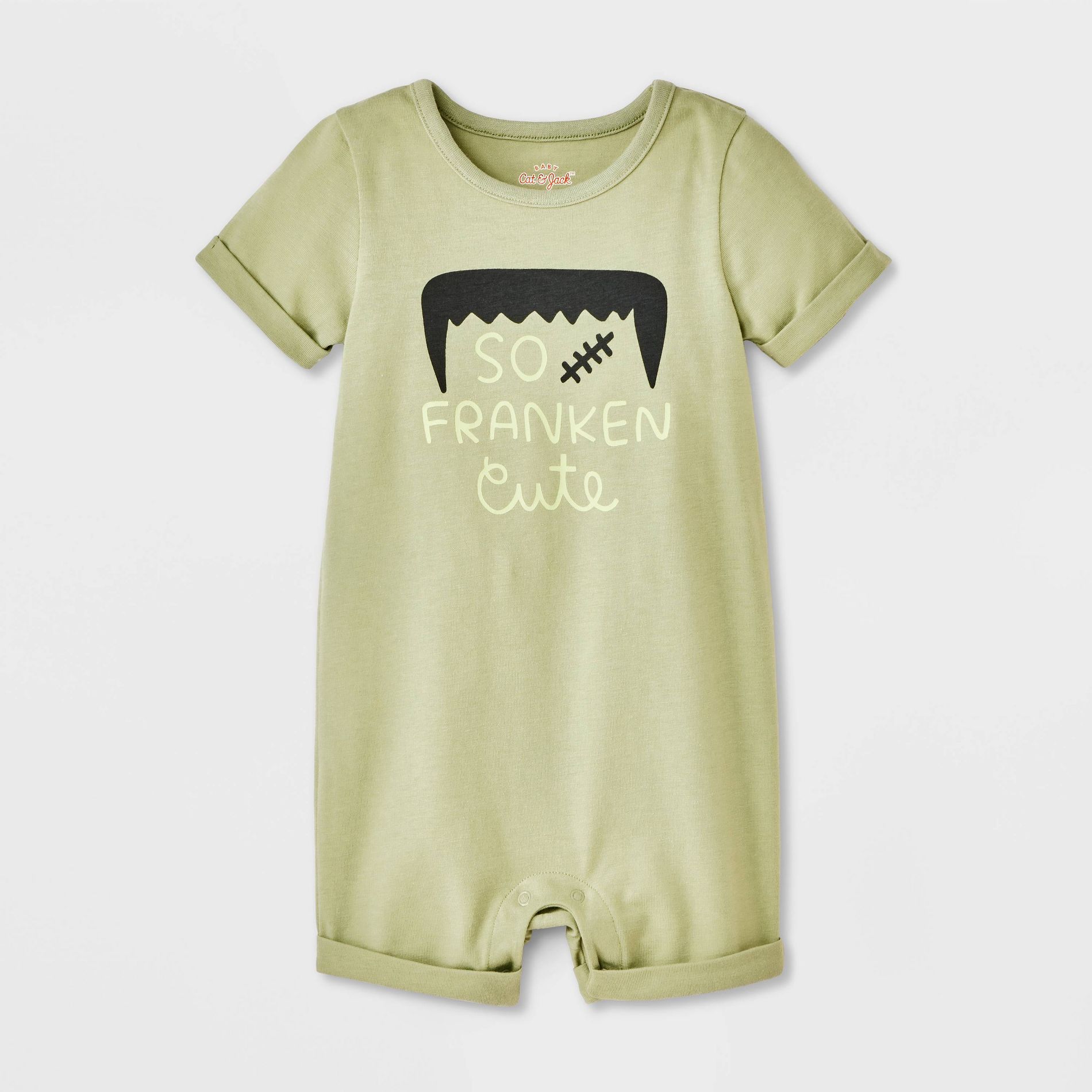Baby Halloween So Franken Cute Short-Sleeve Romper - Cat & Jack™ Green 3-6M