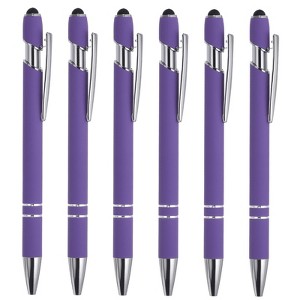 Unique Bargains Metal Black Ink Medium Point Touch Screens Ballpoint Pen Style 1 6 Pcs - 1 of 4