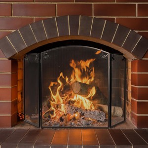 Lavish Home 3 Panel Fireplace Screen, Black - 1 of 4