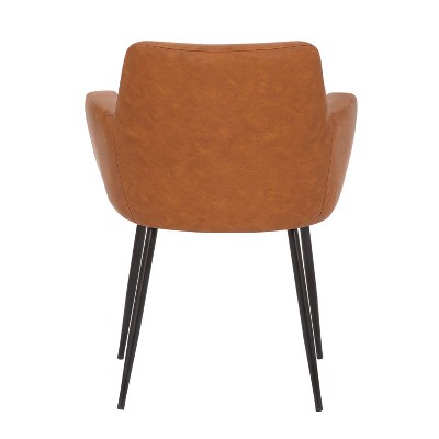 Modern Light Brown Faux Leather Accent Chair with Metal Legs