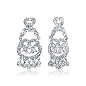 Guili Halloween Sterling Silver White Gold Plating with Clear Cubic Zirconia Chandelier Earrings - 1 of 2