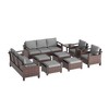 Sonkuki 9 Pieces Patio Sofa & Ottomans & Chair & Coffee Table Set, Conversation Couch with Cushion - 2 of 4