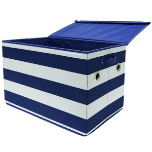 Large Rectangle Stripe Toy Storage Bin Navy & White - Pillowfort , Blue