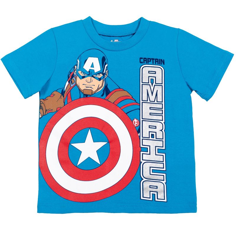Marvel Avengers Black Panther Captain America Iron Man Hulk Little Boys 4 Pack T-Shirt , 4 of 8