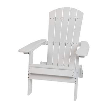 Merrick Lane Poly Resin Folding Adirondack Lounge Chair - All-Weather Indoor/Outdoor Patio Chair