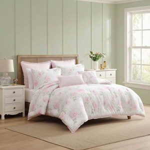 Laura Ashley Serenity Roses Pink Twin Comforter Set : Target
