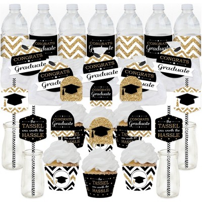 Big Dot of Happiness Tassel Worth The Hassle - Gold - Graduation Party Favors and Cupcake Kit - Fabulous Favor Party Pack - 100 Pieces