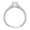 Pompeii3 5Ct Three Stone Moissanite Ring 10k White Gold - 3 of 4