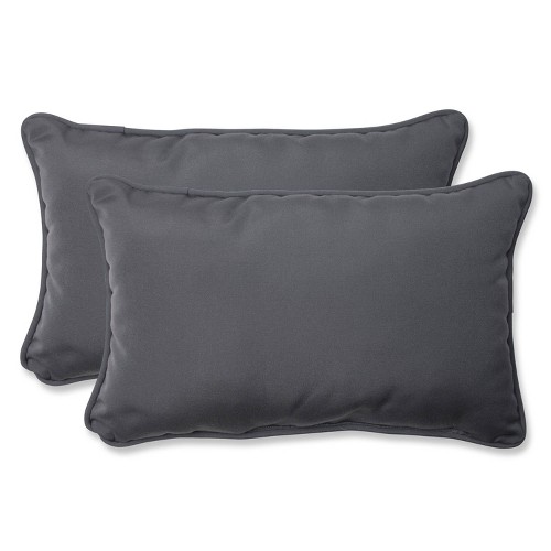 Sunbrella Canvas Outdoor 2-Piece Lumbar Throw Pillow Set - Gray