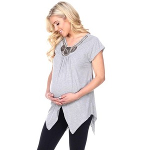 Maternity Myla Embellished Tunic Top - White Mark - 1 of 3