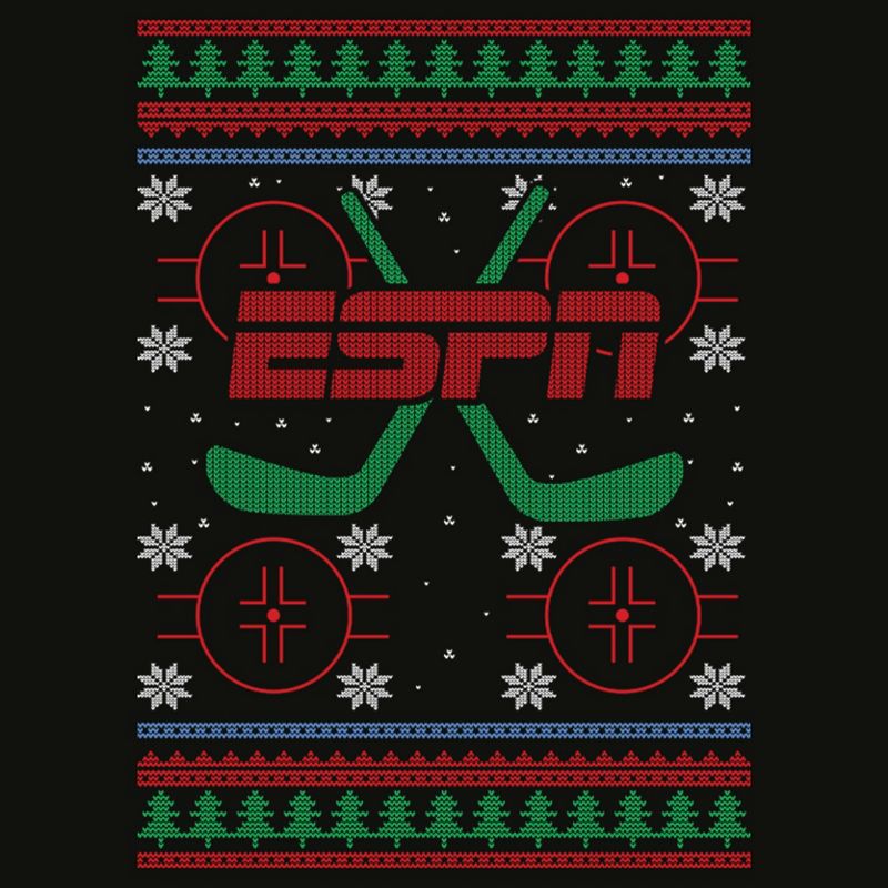 Men's ESPN Hockey Christmas Sweater Long Sleeve Shirt, 2 of 5