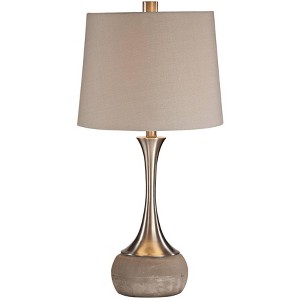 Uttermost Modern Table Lamp 27 3/4" Tall Brushed Nickel Concrete Gray Linen Fabric Drum Shade Living Room Bedroom House Bedside - 1 of 1