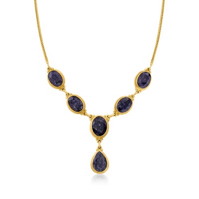 Ross-Simons 55.00 ct. t.w. Sapphire Y-Necklace in 18kt Gold Over Sterling Size 18