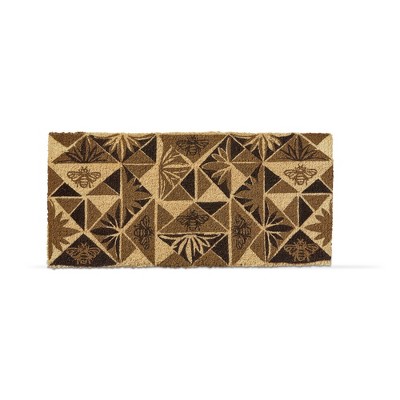 tagltd 1'6"x3'3" Geo Print with Bumble Bee Rectangle Indoor and Outdoor Estate Coir Door Welcome Mat Brown