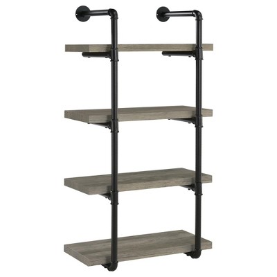 Vynxaria Black Decorative Wall Shelf with Industrial Pipe Design