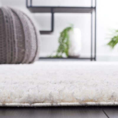 Ivory and Light Grey Synthetic Shag Square Rug, 8'x8'