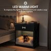 Pet House End Table with Drawer, Farmhouse Nightstand for Small Dogs & Cats, 27.5" Indoor Side Table with LED Light-3irtyhousy - 3 of 4