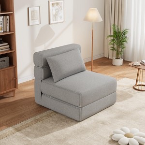 Folding Sofa Bed, Single Sleeper Chair with Memory Foam, Linen Fabric Convertible Couch, Foldable Floor Sofa for Living Room, Bedroom - 1 of 4