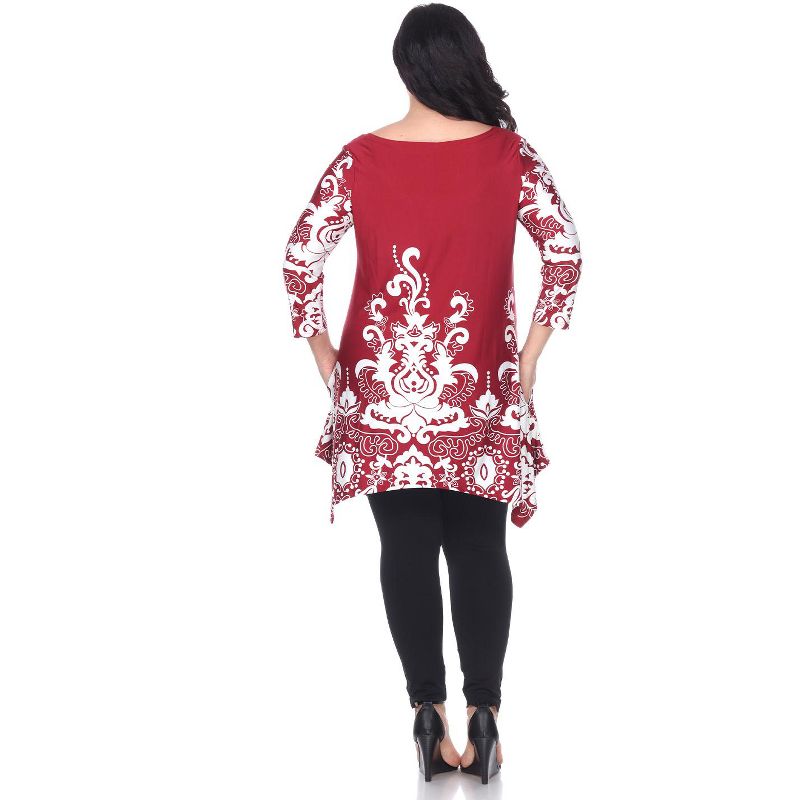 Women's Plus Size Scoop Neck Printed Yanette Tunic Top - White Mark, 3 of 4