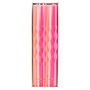 Meri Meri Pink Twisted Long Candles (Pack of 16) - 1 of 2